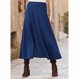 Peruvian Connection Blue Nautical Pima Flared Midi Skirt